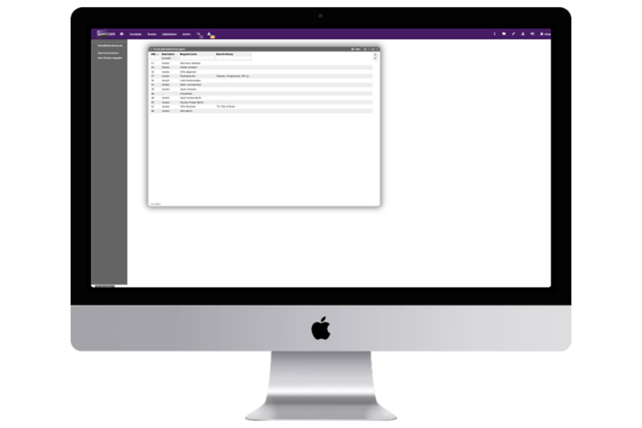 Desktop-Screen von den guestcom Kontakt-Verteilerlisten