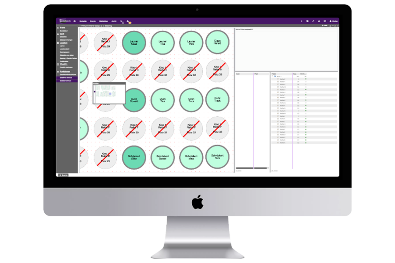 Desktop-Screen vom guestcom Seating-Plan
