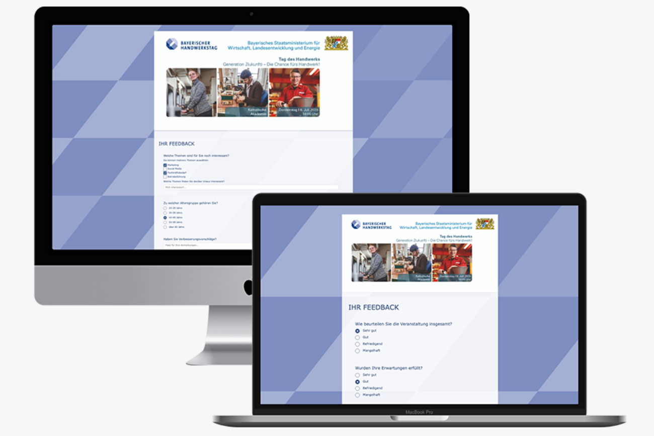 Device-Screens von der Anmeldung zum Bayerischen Handwerkstag