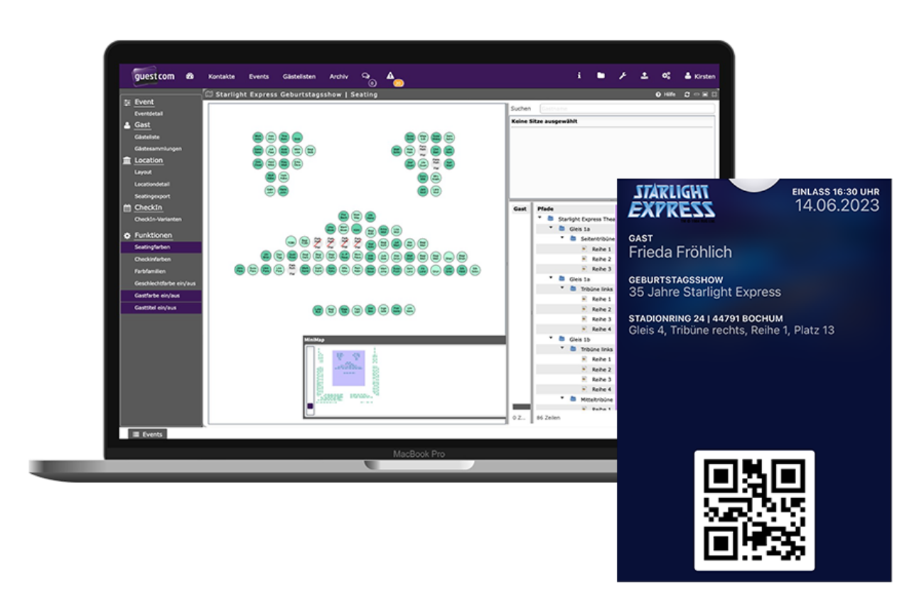 Device-Screen von der Saalplatzierung zur Eröffnung von Starlight Express