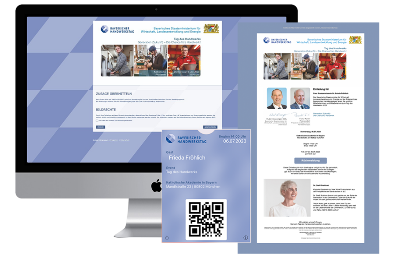 Device-Screen von der Anmeldung zum Bayerischen Handwerkstag