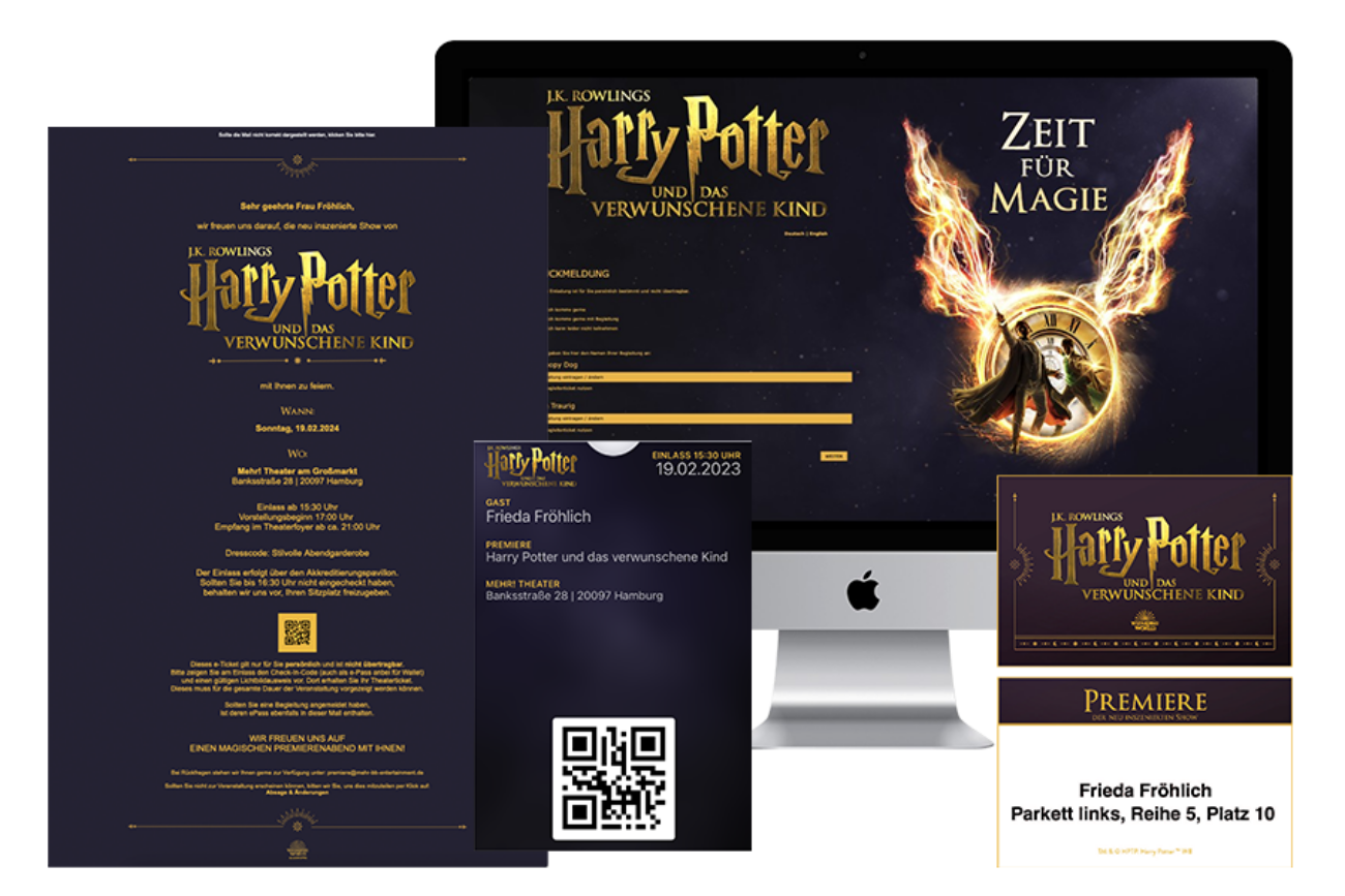 Device-Screen von der Anmeldung zur Musical-Premiere von Harry Potter